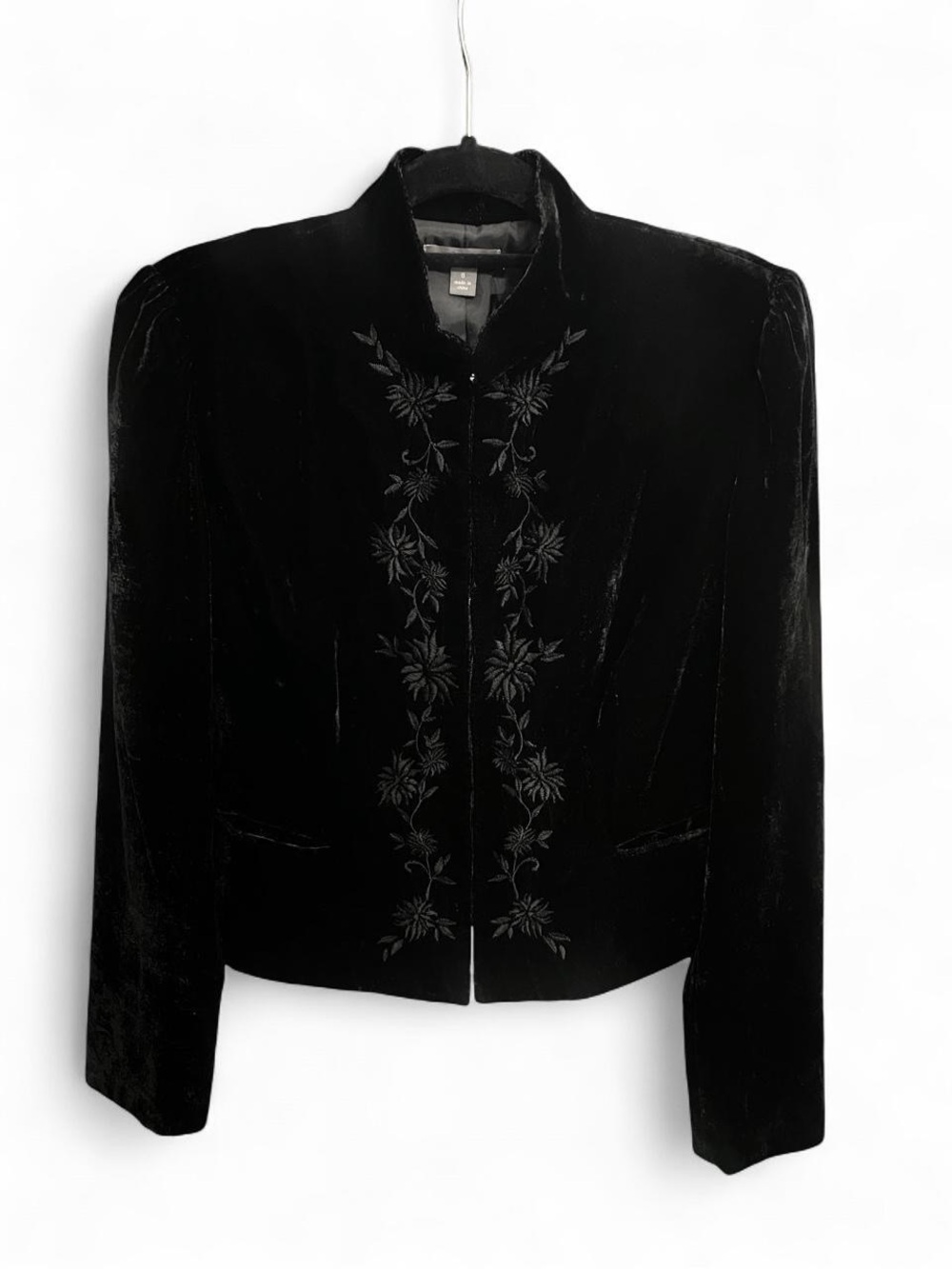 Apt.9 Black Velvet Embroidered Jacket Size 8